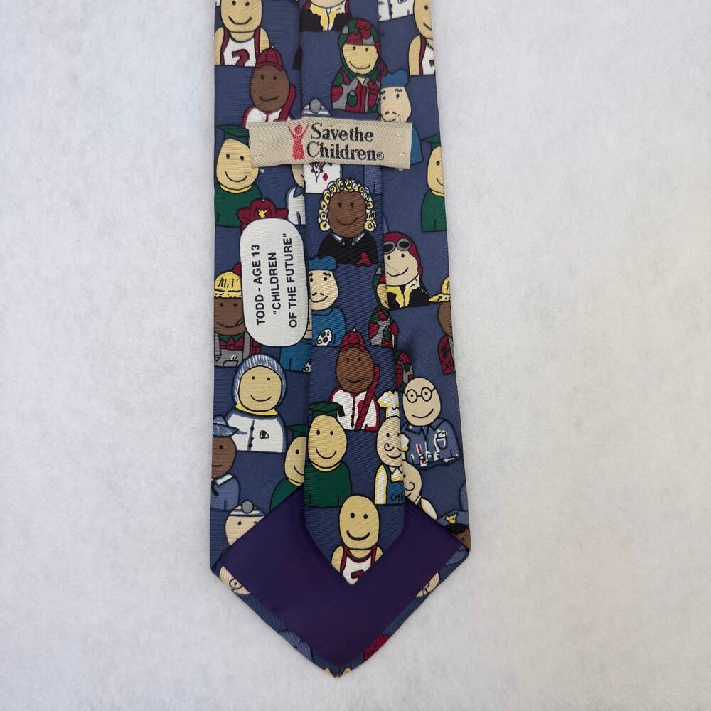 Save the Children Vintage 90s Children of the Future 100% Silk Novelty Tie
